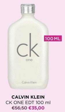 Promoties Calvin klein cr one edt - Calvin Klein - Geldig van 18/09/2023 tot 22/10/2023 bij ICI PARIS XL