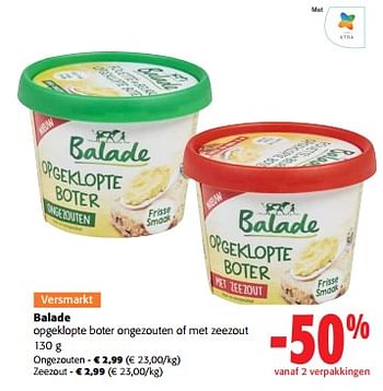 Promoties Balade opgeklopte boter ongezouten of met zeezout - Balade - Geldig van 20/09/2023 tot 01/10/2023 bij Colruyt