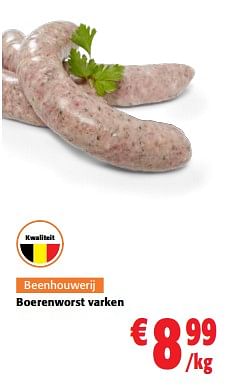 Promoties Boerenworst varken - Huismerk - Colruyt - Geldig van 20/09/2023 tot 01/10/2023 bij Colruyt