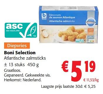 Promoties Boni selection atlantische zalmsticks - Boni - Geldig van 20/09/2023 tot 01/10/2023 bij Colruyt