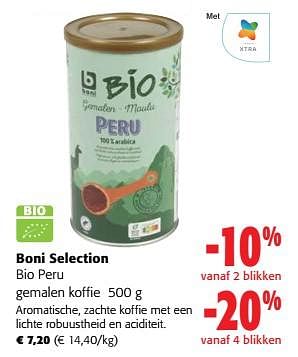 Promoties Boni selection bio peru gemalen koffie - Boni - Geldig van 20/09/2023 tot 01/10/2023 bij Colruyt