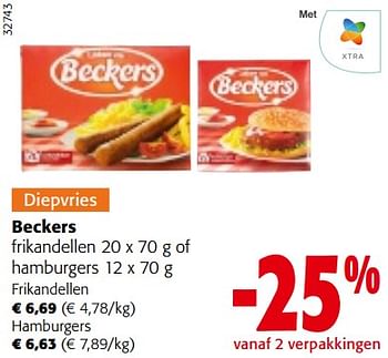 Promoties Beckers frikandellen of hamburgers - Beckers - Geldig van 20/09/2023 tot 01/10/2023 bij Colruyt