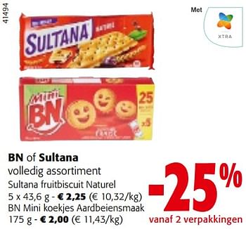 Promoties Bn of sultana volledig assortiment - Huismerk - Colruyt - Geldig van 20/09/2023 tot 01/10/2023 bij Colruyt