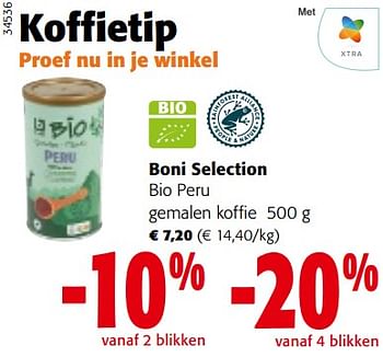 Promoties Boni selection bio peru gemalen koffie - Boni - Geldig van 20/09/2023 tot 01/10/2023 bij Colruyt