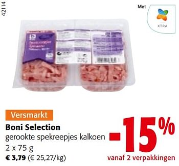 Promoties Boni selection gerookte spekreepjes kalkoen - Boni - Geldig van 20/09/2023 tot 01/10/2023 bij Colruyt