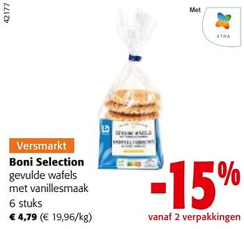 Promoties Boni selection gevulde wafels met vanillesmaak - Boni - Geldig van 20/09/2023 tot 01/10/2023 bij Colruyt