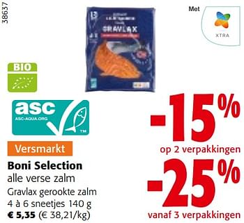 Promoties Boni selection gravlax gerookte zalm - Boni - Geldig van 20/09/2023 tot 01/10/2023 bij Colruyt