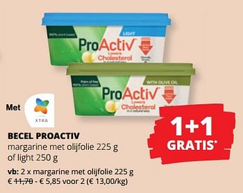 Promoties Becel proactiv margarine met olijfolie - Becel - Geldig van 21/09/2023 tot 04/10/2023 bij Spar (Colruytgroup)