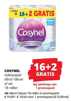 Promoties Cosynel toiletpapier décor blauw - Cosynel - Geldig van 21/09/2023 tot 04/10/2023 bij Spar (Colruytgroup)