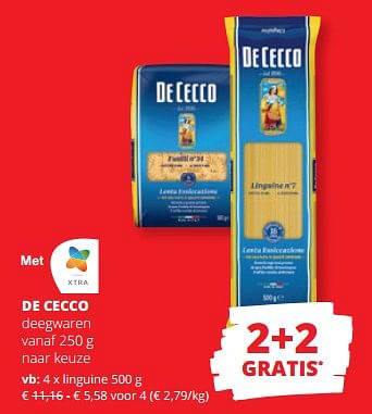 Promoties De cecco deegwaren linguine - De Cecco - Geldig van 21/09/2023 tot 04/10/2023 bij Spar (Colruytgroup)