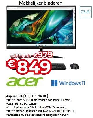 Promoties Acer aspire c24 1700 i5516 be - Acer - Geldig van 20/08/2023 tot 30/09/2023 bij Exellent