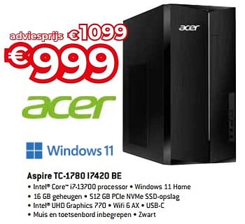 Promoties Acer aspire tc-1780 i7420 be - Acer - Geldig van 20/08/2023 tot 30/09/2023 bij Exellent