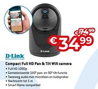 Promoties D-link compact full hd pan + tilt wifi camera - D-Link - Geldig van 20/08/2023 tot 30/09/2023 bij Exellent