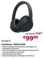 Promoties Sony hoofdtelefoon - sowhch720nb - Sony - Geldig van 20/08/2023 tot 30/09/2023 bij Exellent