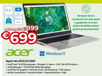 Promotions Acer aspire vero av15-52-54av - Acer - Valide de 20/08/2023 à 30/09/2023 chez Exellent