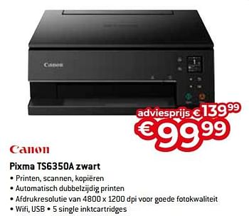 Promoties Canon pixma ts6350a zwart - Canon - Geldig van 20/08/2023 tot 30/09/2023 bij Exellent
