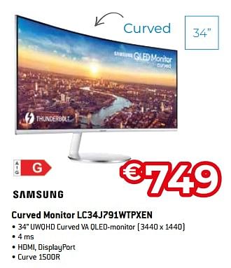 Promoties Samsung curved monitor lc34j791wtpxen - Samsung - Geldig van 20/08/2023 tot 30/09/2023 bij Exellent