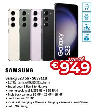 Promoties Samsung galaxy s23 5g - sus911b - Samsung - Geldig van 20/08/2023 tot 30/09/2023 bij Exellent
