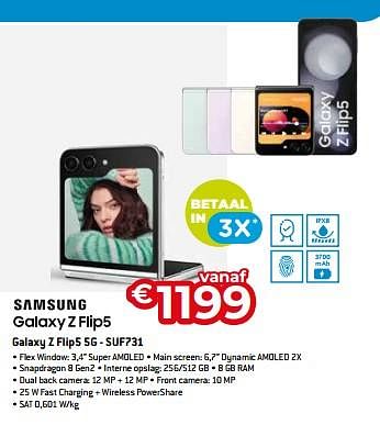 Promoties Samsung galaxy z flip5 5g - suf731 - Samsung - Geldig van 20/08/2023 tot 30/09/2023 bij Exellent