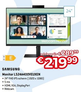 Promoties Samsung monitor ls24a400veuxen - Samsung - Geldig van 20/08/2023 tot 30/09/2023 bij Exellent