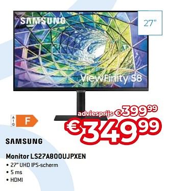 Promoties Samsung monitor ls27a800ujpxen - Samsung - Geldig van 20/08/2023 tot 30/09/2023 bij Exellent