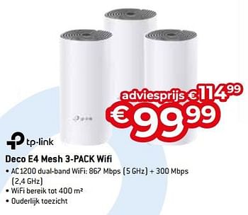 Promoties Tp-link deco e4 mesh 3-pack wifi - TP-LINK - Geldig van 20/08/2023 tot 30/09/2023 bij Exellent