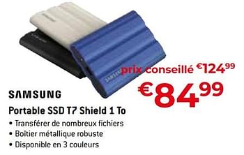 Promotions Samsung portable ssd t7 shield 1 to - Samsung - Valide de 20/08/2023 à 30/09/2023 chez Exellent