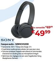 Promotions Sony casque audio - sowhch520b - Sony - Valide de 20/08/2023 à 30/09/2023 chez Exellent