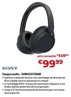 Promotions Sony casque audio - sowhch720nb - Sony - Valide de 20/08/2023 à 30/09/2023 chez Exellent
