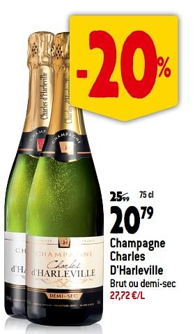 Promoties Champagne charles d`harleville brut ou demi-sec - Champagne - Geldig van 13/09/2023 tot 10/10/2023 bij Match