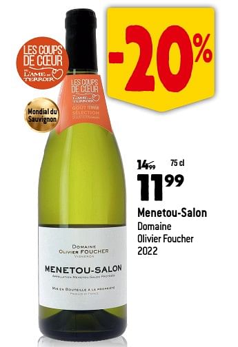 Promoties Menetou-salon domaine olivier foucher 2022 - Witte wijnen - Geldig van 13/09/2023 tot 10/10/2023 bij Match