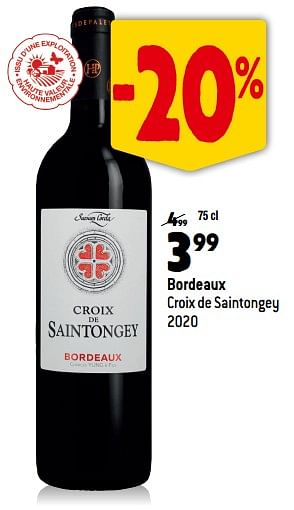 Promotions Bordeaux croix de saintongey 2020 - Vins rouges - Valide de 13/09/2023 à 10/10/2023 chez Match