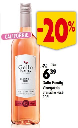 Promotions Gallo family vineyards grenache rosé 2021 - Vins rosé - Valide de 13/09/2023 à 10/10/2023 chez Match