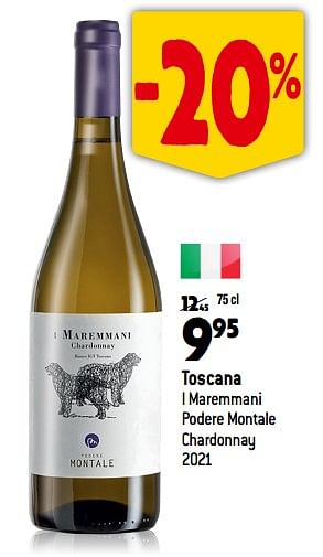 Promotions Toscana i maremmani podere montale chardonnay 2021 - Vins blancs - Valide de 13/09/2023 à 10/10/2023 chez Match