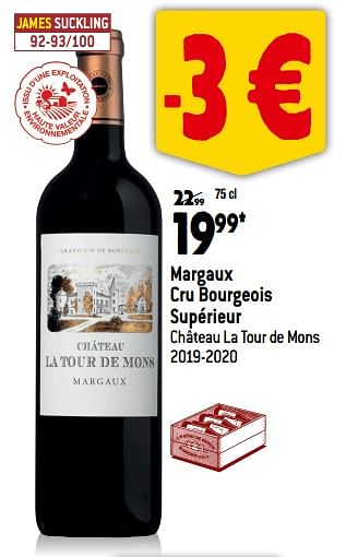 Promotions Margaux cru bourgeois supérieur château la tour de mons 2019-2020 - Vins rouges - Valide de 13/09/2023 à 10/10/2023 chez Match