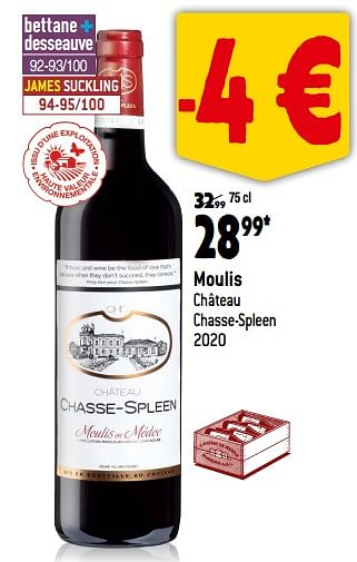 Promotions Moulis château chasse-spleen 2020 - Vins rouges - Valide de 13/09/2023 à 10/10/2023 chez Match