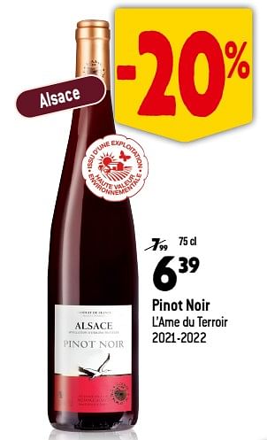 Promotions Pinot noir l’ame du terroir 2021-2022 - Vins rouges - Valide de 13/09/2023 à 10/10/2023 chez Match