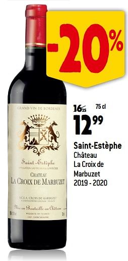 Promotions Saint-estèphe château la croix de marbuzet 2019 - 2020 - Vins rouges - Valide de 13/09/2023 à 10/10/2023 chez Match