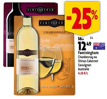 Promotions Faminingham chardonnay ou shiraz-cabernet sauvignon australie - Vins blancs - Valide de 13/09/2023 à 10/10/2023 chez Match