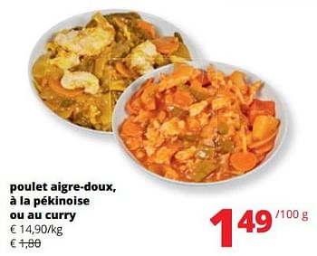Promoties Poulet aigre-doux, à la pékinoise ou au curry - Huismerk - Spar Retail - Geldig van 21/09/2023 tot 04/10/2023 bij Spar (Colruytgroup)