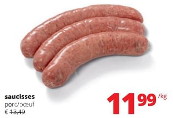 Promoties Saucisses porc-boeuf - Huismerk - Spar Retail - Geldig van 21/09/2023 tot 04/10/2023 bij Spar (Colruytgroup)