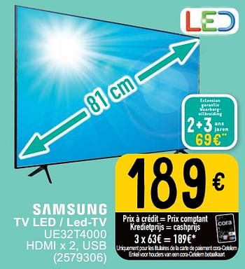 Promoties Samsung tv led - led-tv ue32t4000 - Samsung - Geldig van 26/09/2023 tot 09/10/2023 bij Cora