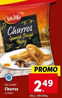 Promoties Churros - Sol & Mar - Geldig van 27/09/2023 tot 03/10/2023 bij Lidl