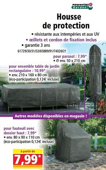 Promotions Housse de protection - Powertec Garden - Valide de 27/09/2023 à 03/10/2023 chez Norma