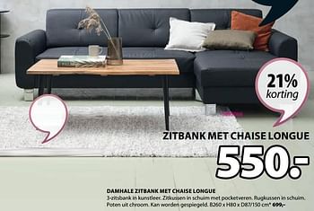 Promoties Damhale zitbank met chaise longue - Huismerk - Jysk - Geldig van 25/09/2023 tot 15/10/2023 bij Jysk