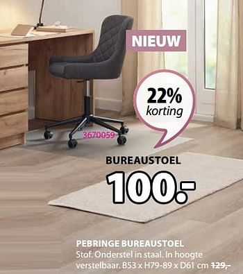 Promoties Pebringe bureaustoel - Huismerk - Jysk - Geldig van 25/09/2023 tot 15/10/2023 bij Jysk