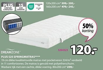 Promoties Plus s25 springmatras - DreamZone - Geldig van 25/09/2023 tot 15/10/2023 bij Jysk