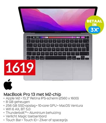 Promoties Apple macbook pro 13 met m2-chip - Apple - Geldig van 20/08/2023 tot 30/09/2023 bij Selexion