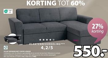 Promoties Vejlby bedbank met chaise longue - Huismerk - Jysk - Geldig van 25/09/2023 tot 15/10/2023 bij Jysk
