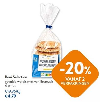 Promoties Boni selection gevulde wafels met vanillesmaak - Boni - Geldig van 20/09/2023 tot 03/10/2023 bij OKay